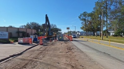 Crews are installing a new drainage system on the east side of the roadway