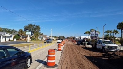 Crews are installing a new drainage system on the east side of the roadway