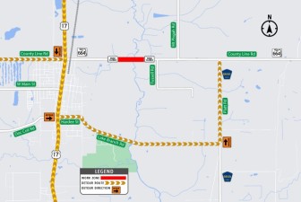 Eastbound Detour: Take US 17 to Hardee Street and head east to Lake Branch Road. Head south on Lake Branch Road to Platt Road and head north back to County Line Road.