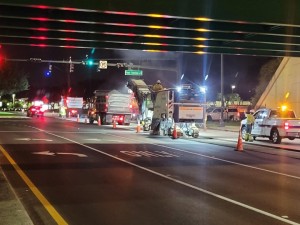 Milling and paving began on Harden Boulevard in July 2024. Crews are working on the left turn lanes beneath SR 570 (Polk Parkway).