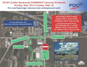 CR 951 (Collier Boulevard) September 2024 Detour Map