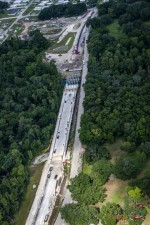 Overhead view in July 2024 of the new bridge construction on US 98 in Fort Meade.